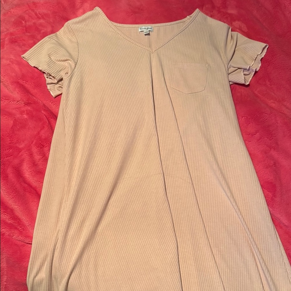 love, Fire Asymmetrical Dress in Beige